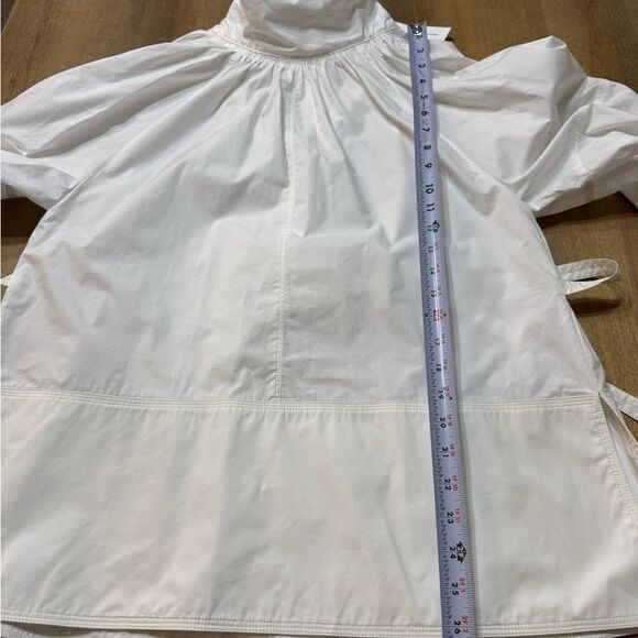 Proenza Schouler Pleated High Neck Blouse Small Cotton Poplin White Long Sleeve - Picture 7 of 16